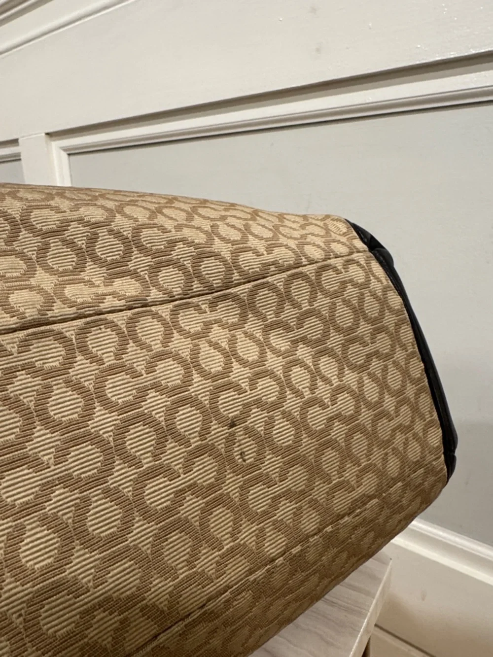 Coach Madison Signature Canvas Leather Black Tan Shoulder Bag - Picture 13 of 17